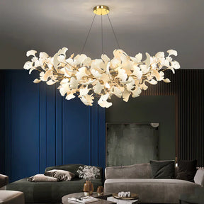 Modern Luxury Linear Ginkgo Ceramic Chandelier for Dining Room/Kitchen Island