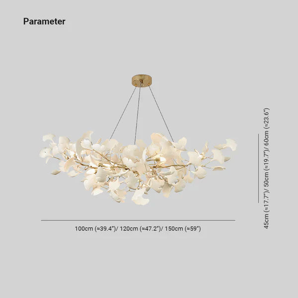 Modern Luxury Linear Ginkgo Ceramic Chandelier for Dining Room/Kitchen Island