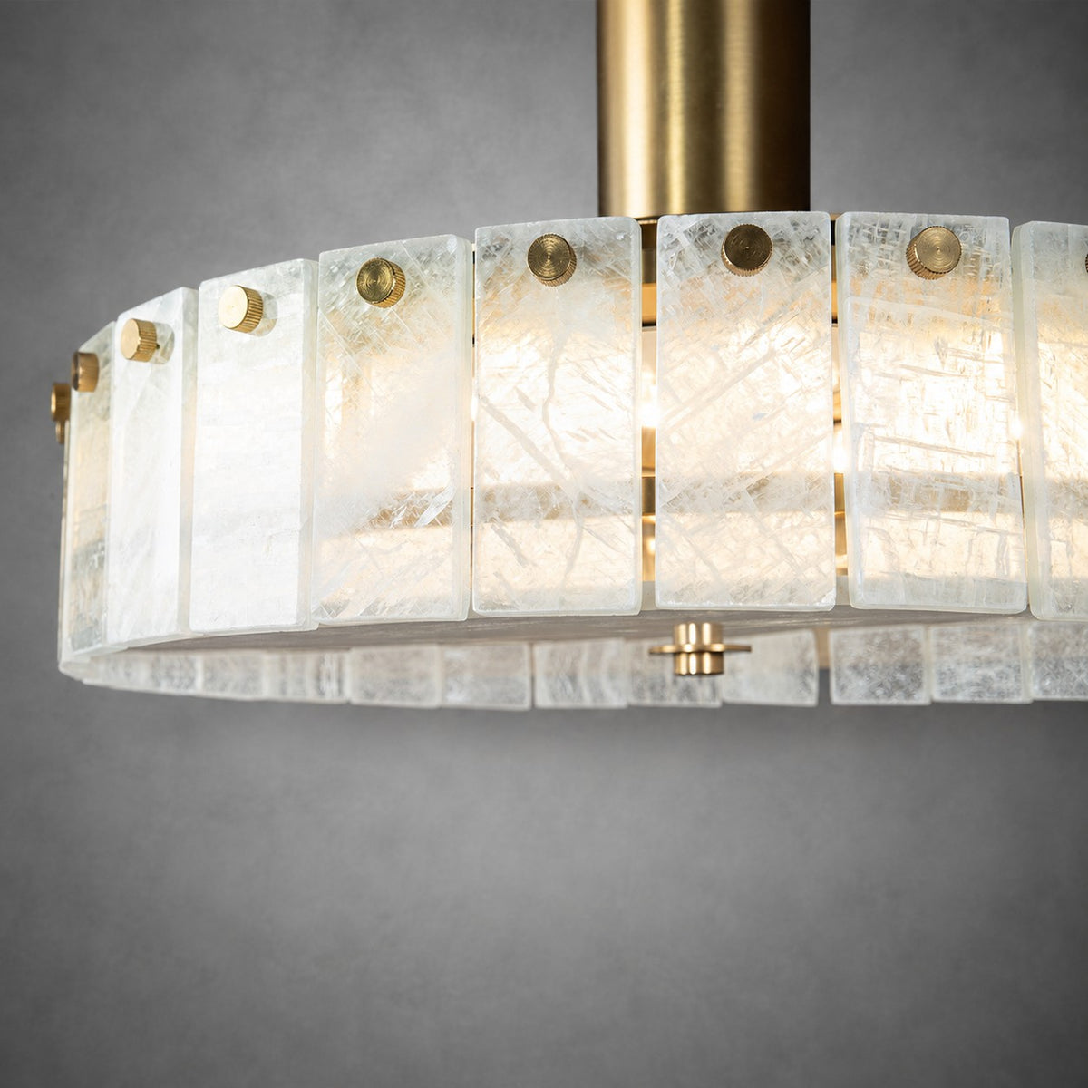 Modern Luxury Stone LED Drum Chandelier