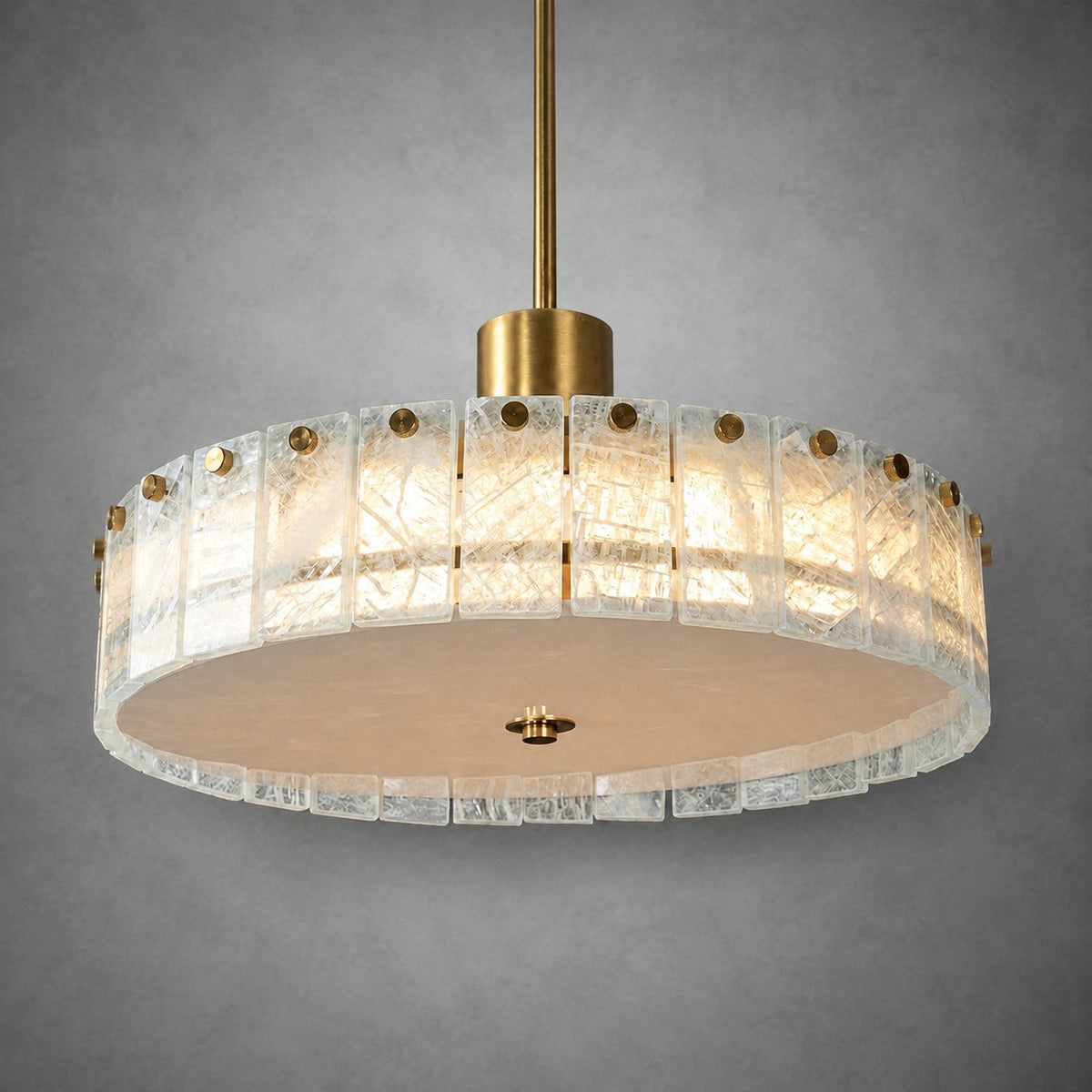 Modern Luxury Stone LED Drum Chandelier