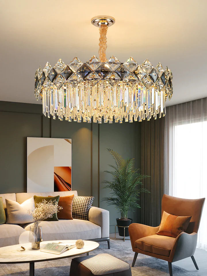 Modern Luxury Tiered Transparent Crystal Chandelier Suit for Living/Dining Room/Bedroom, art designer, round,oval