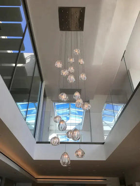 Modern Nordic Style Hand Blown Glass Pendant Crystal Chandelier For Dining Room/Living Room/Stairwell