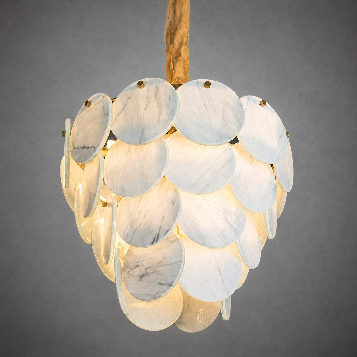 Modern Pearl Mist Gray Luxury stone Petal Chandelier