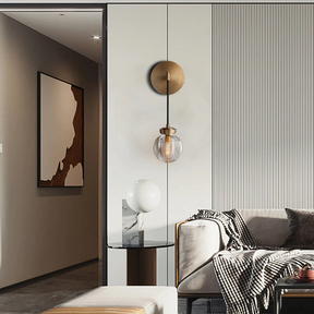 Modern Pearl Shape Glass Wall Sconce 15", Bedroom Wall Lamp Fixture