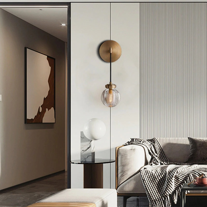 Modern Pearl Shape Glass Wall Sconce 15", Bedroom Wall Lamp Fixture