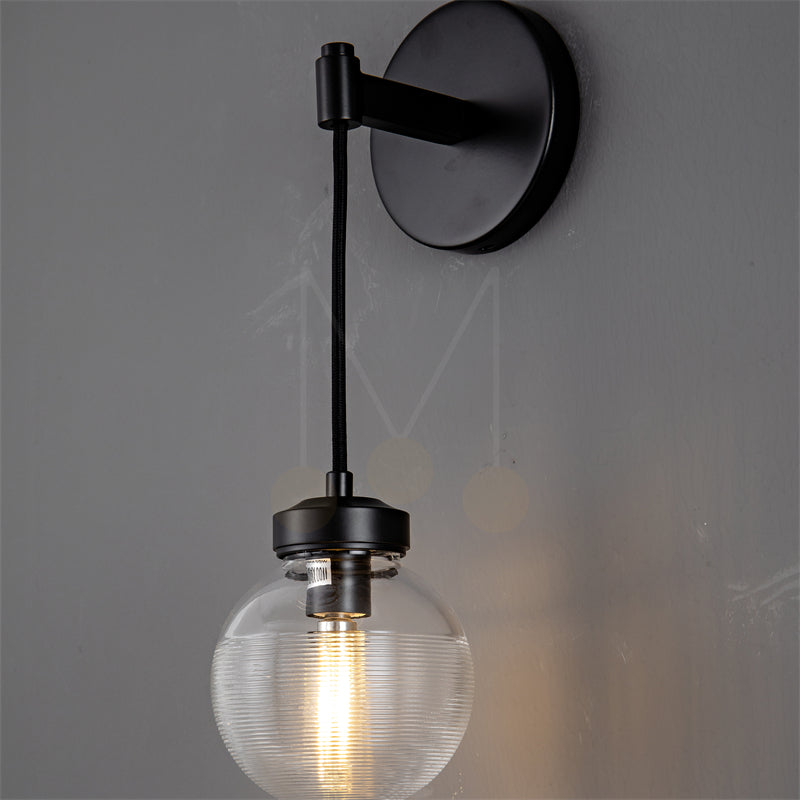 Modern Pearl Shape Glass Wall Sconce 15", Bedroom Wall Lamp Fixture