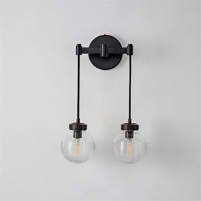 Modern Pearl Shape Glass Wall Sconce 2 Light, Bedroom Wall Lamp Fixture
