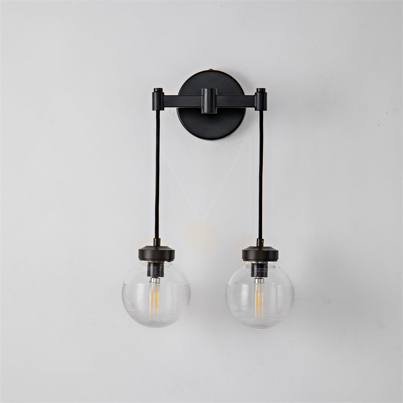 Modern Pearl Shape Glass Wall Sconce 2 Light, Bedroom Wall Lamp Fixture
