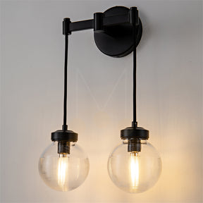 Modern Pearl Shape Glass Wall Sconce 2 Light, Bedroom Wall Lamp Fixture