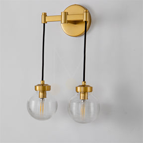 Modern Pearl Shape Glass Wall Sconce 2 Light, Bedroom Wall Lamp Fixture