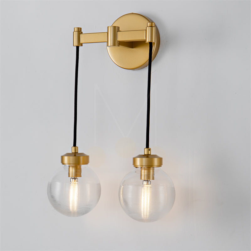 Modern Pearl Shape Glass Wall Sconce 2 Light, Bedroom Wall Lamp Fixture