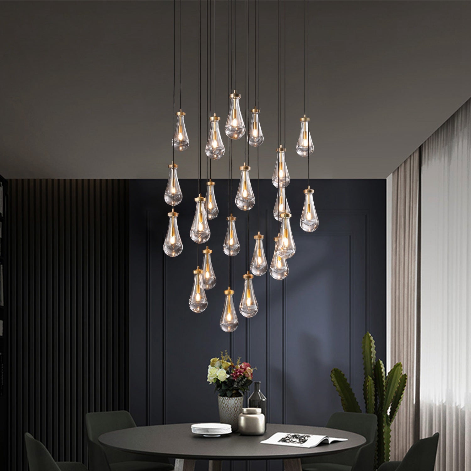 Modern Raindrop Chandelier D47" 21-Lights