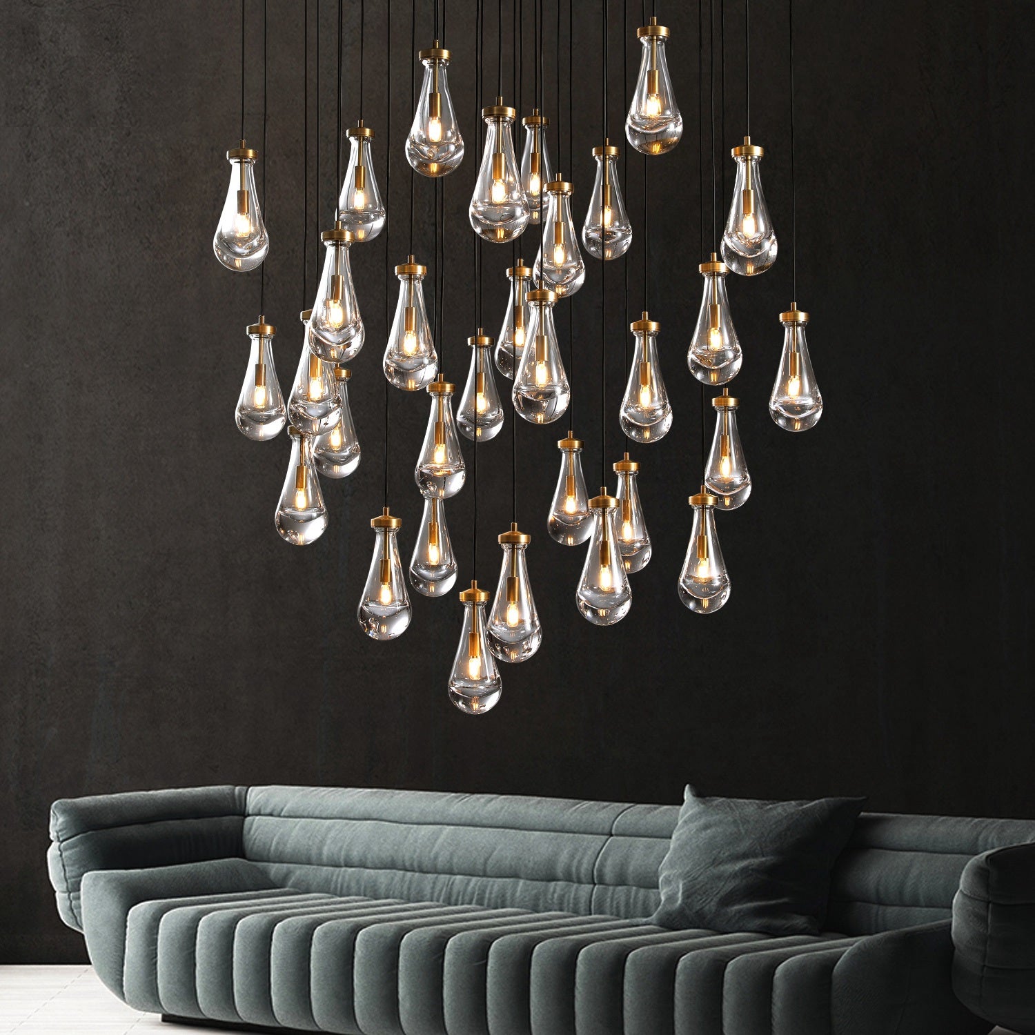 Modern Raindrop Chandelier D60" 31-Lights