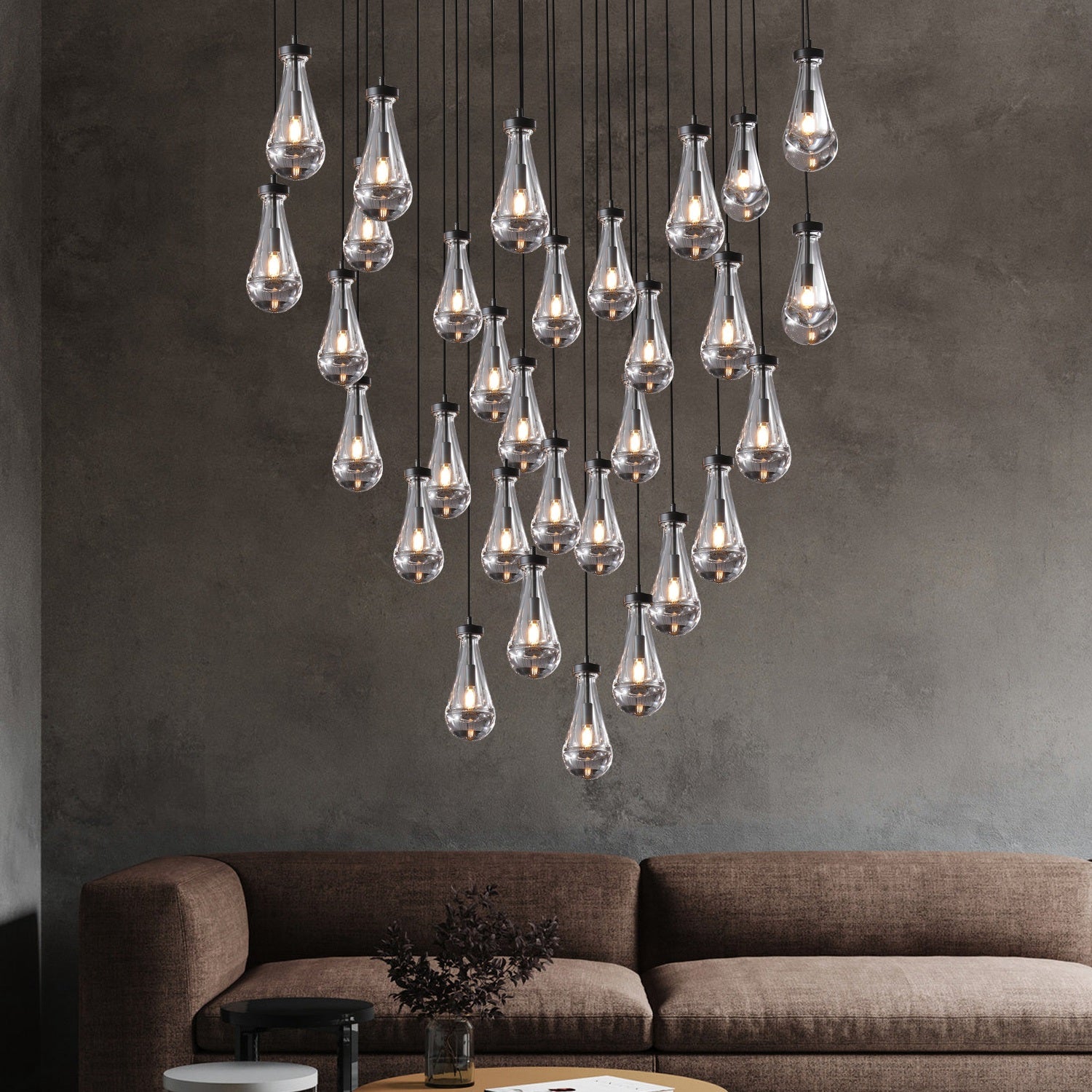 Modern Raindrop Chandelier D60" 31-Lights