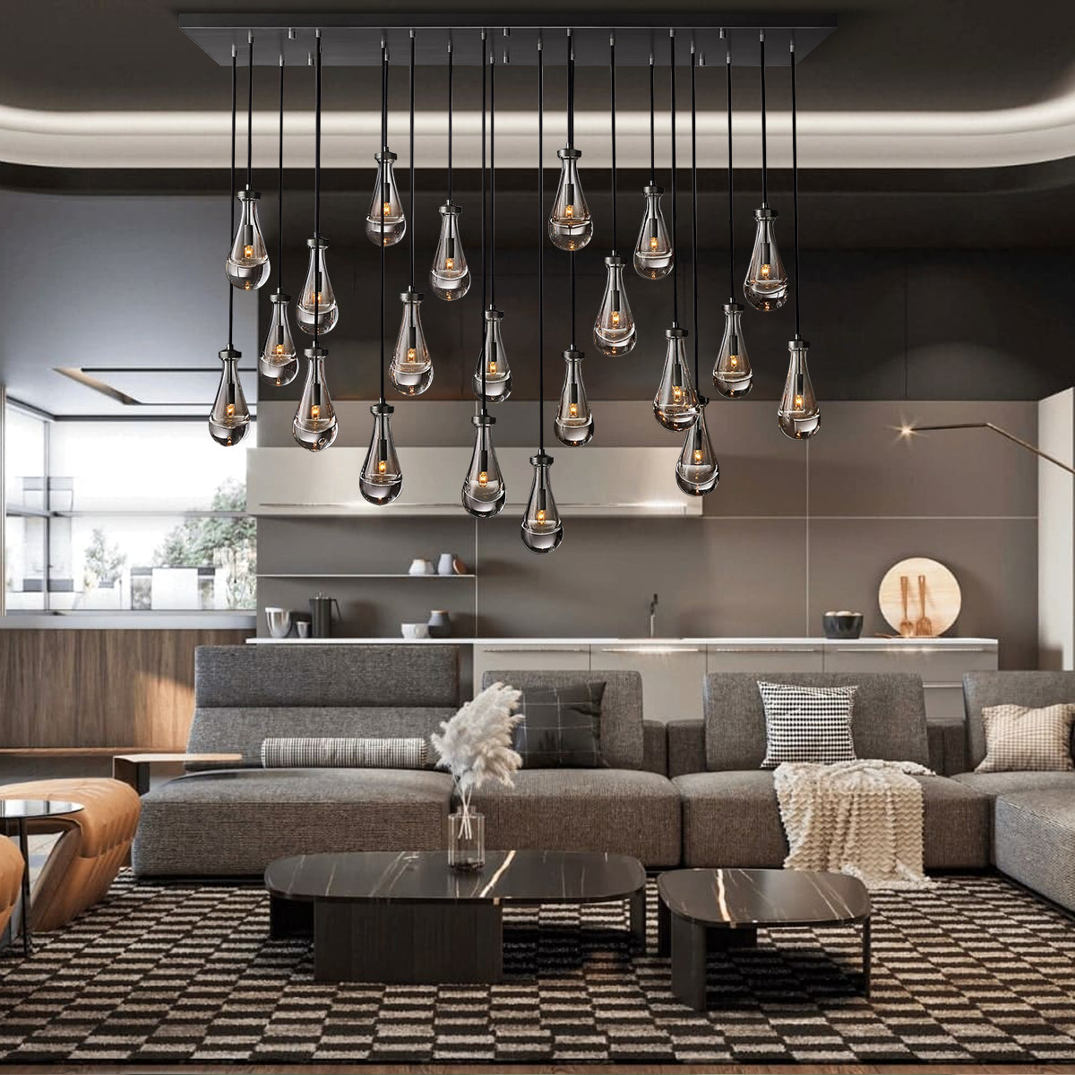 Modern Raindrop Chandelier Round / Rectangle For Living Room Dining Room