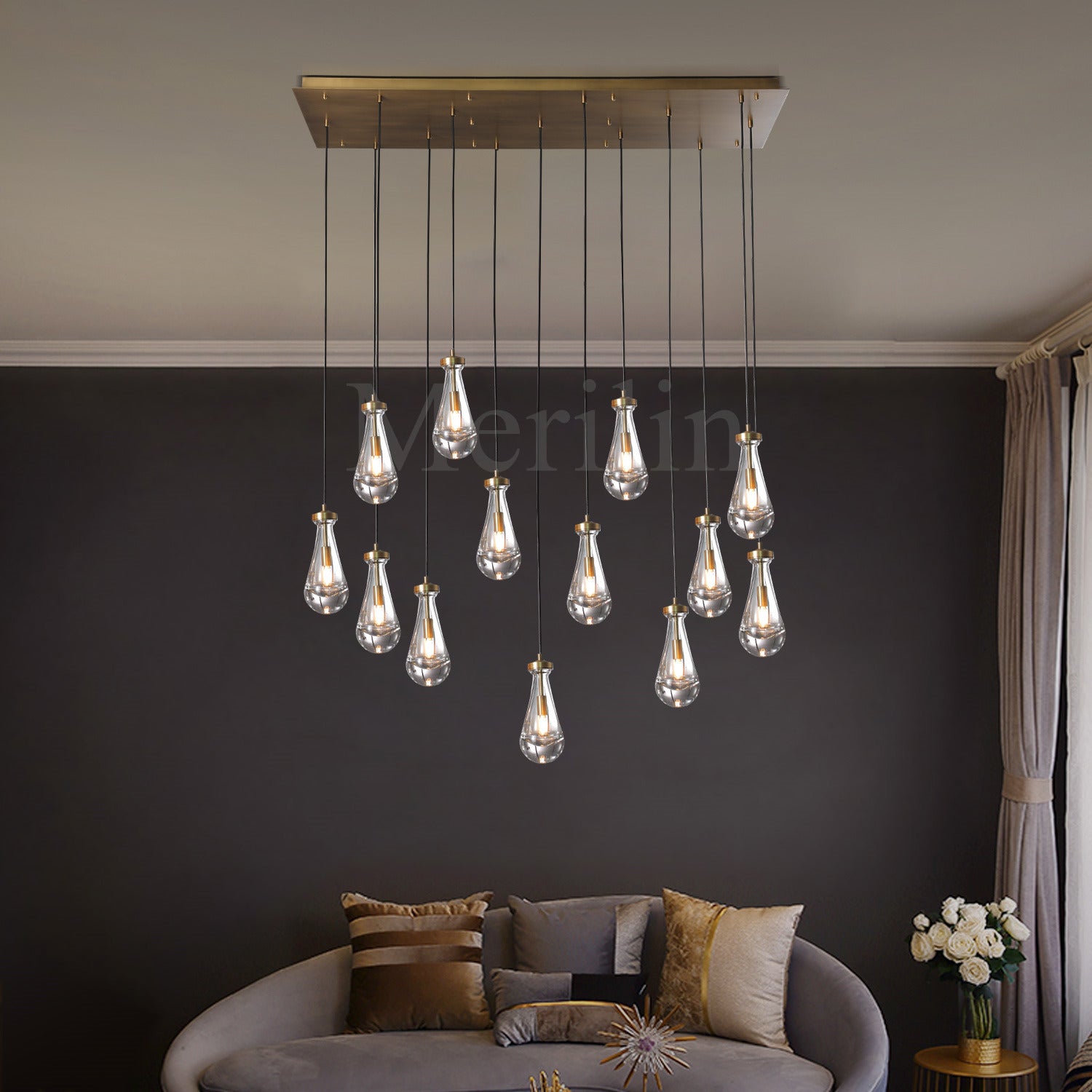 Modern Raindrop Chandelier Round / Rectangle For Living Room Dining Room