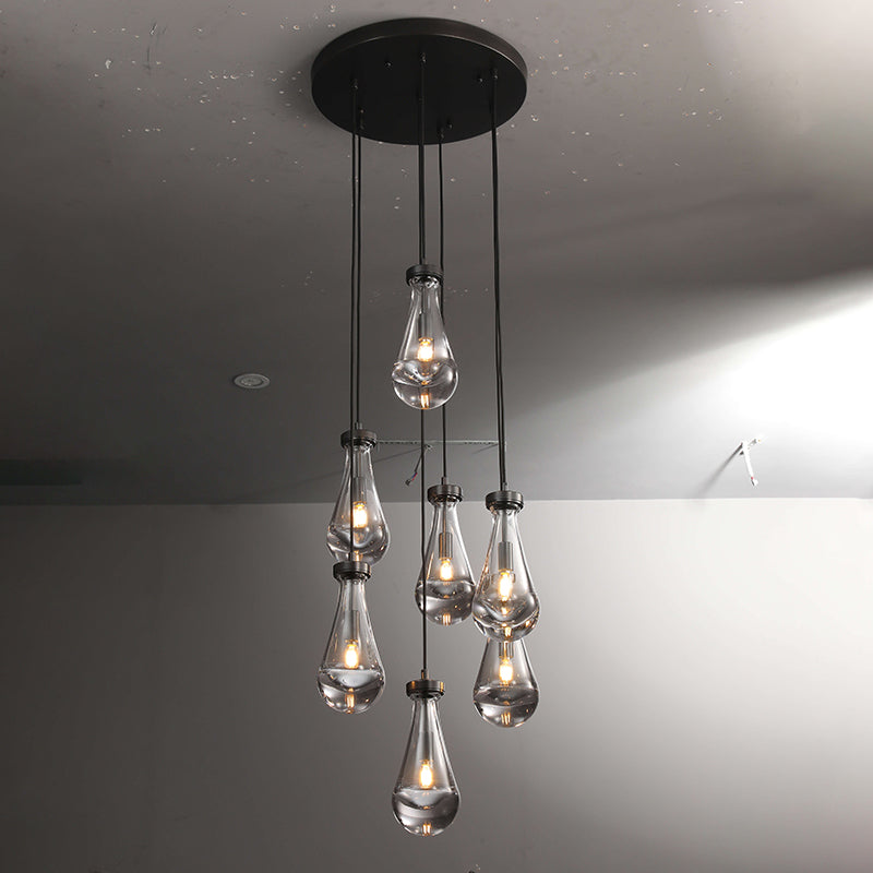 Modern Raindrop Round Brass Chandelier D18" 7-Lights