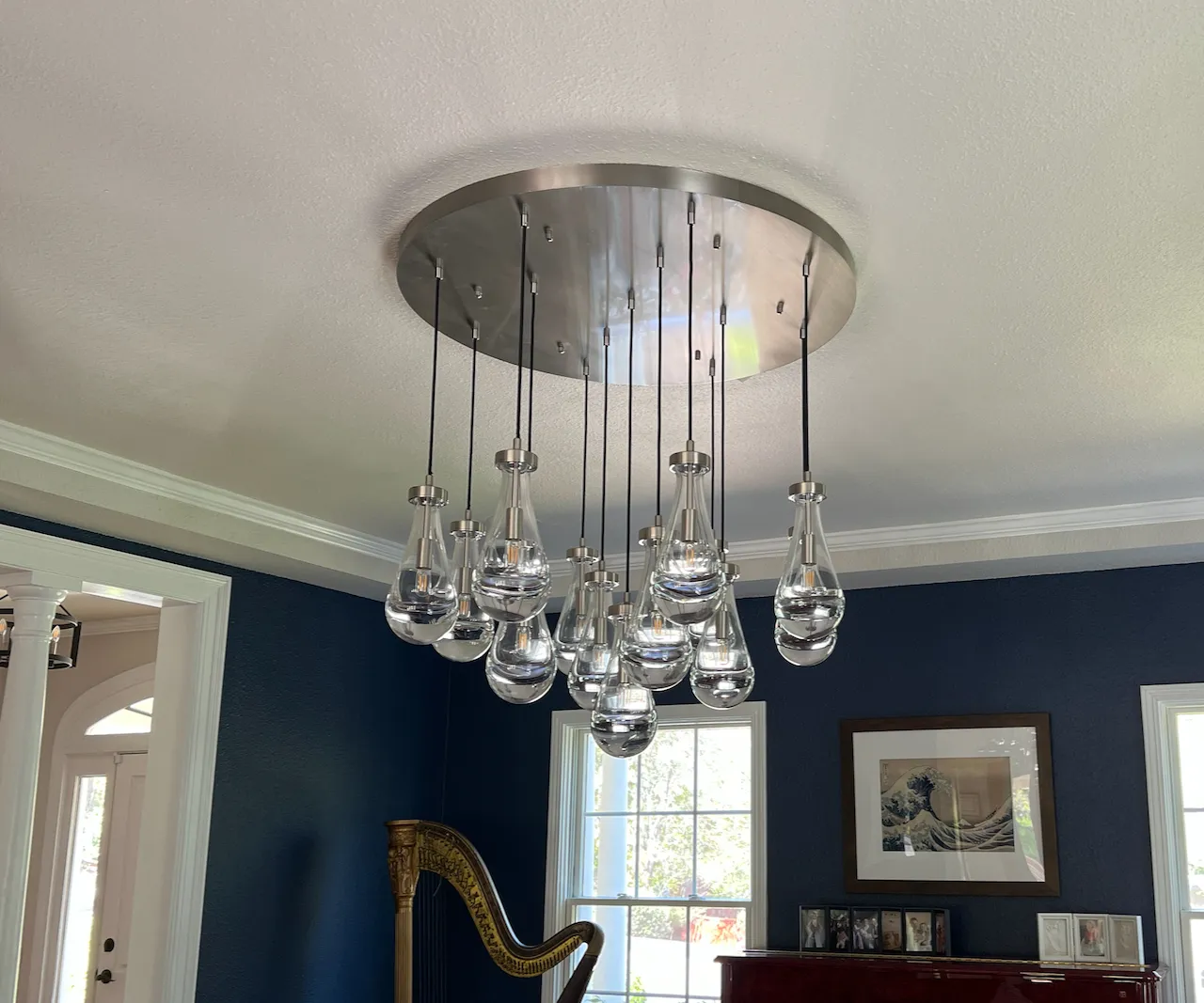 Modern Raindrop Round Brass Chandelier D36" 13-Lights