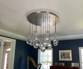 Modern Raindrop Round Brass Chandelier D36" 13-Lights
