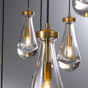 Modern Raindrop Round Brass Chandelier D36" 13-Lights
