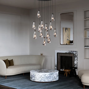 Modern Raindrop Round Brass Chandelier D36" 13-Lights