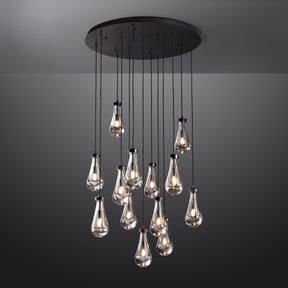 Modern Raindrop Round Brass Chandelier D36" 13-Lights