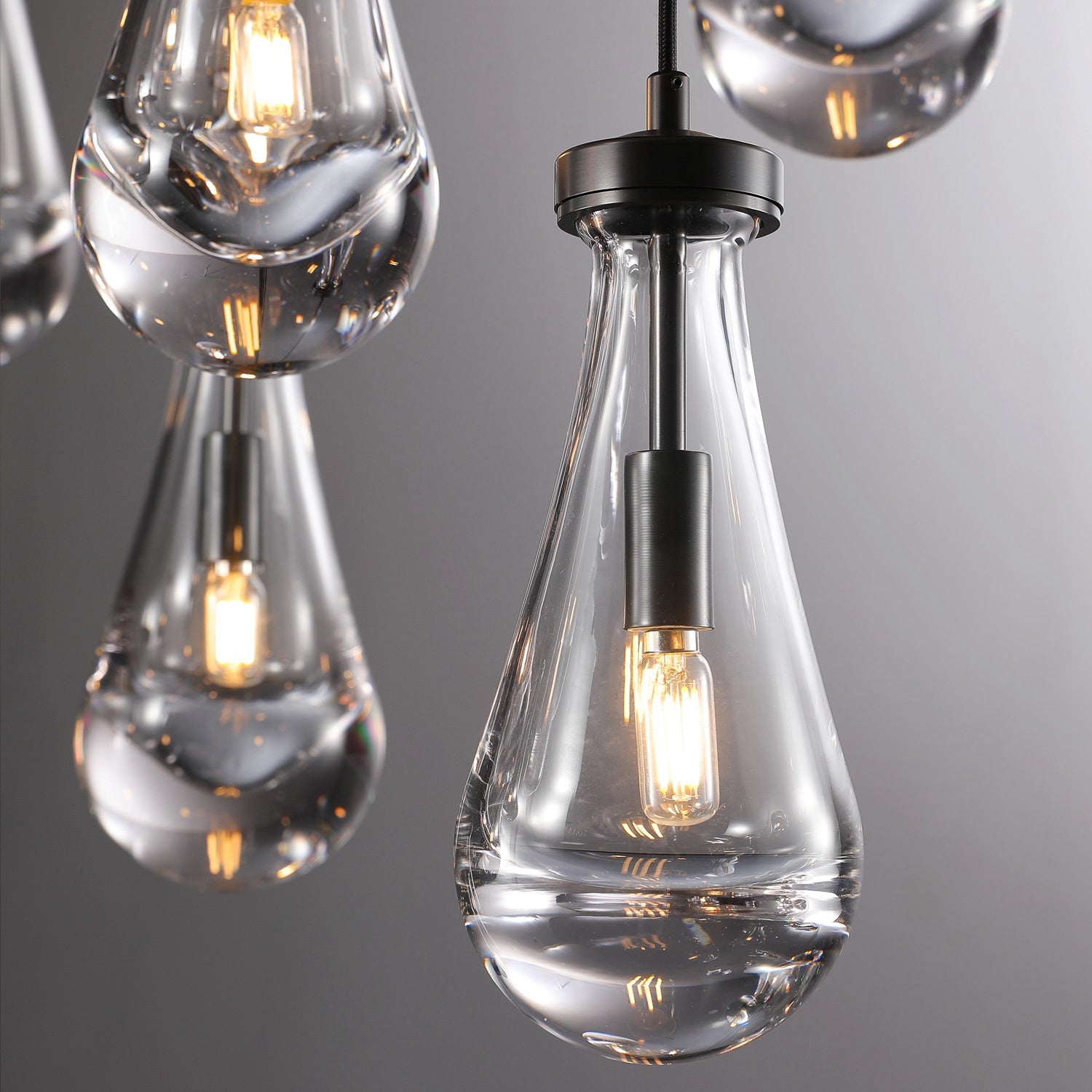 Modern Raindrop Round Brass Chandelier D36" 13-Lights