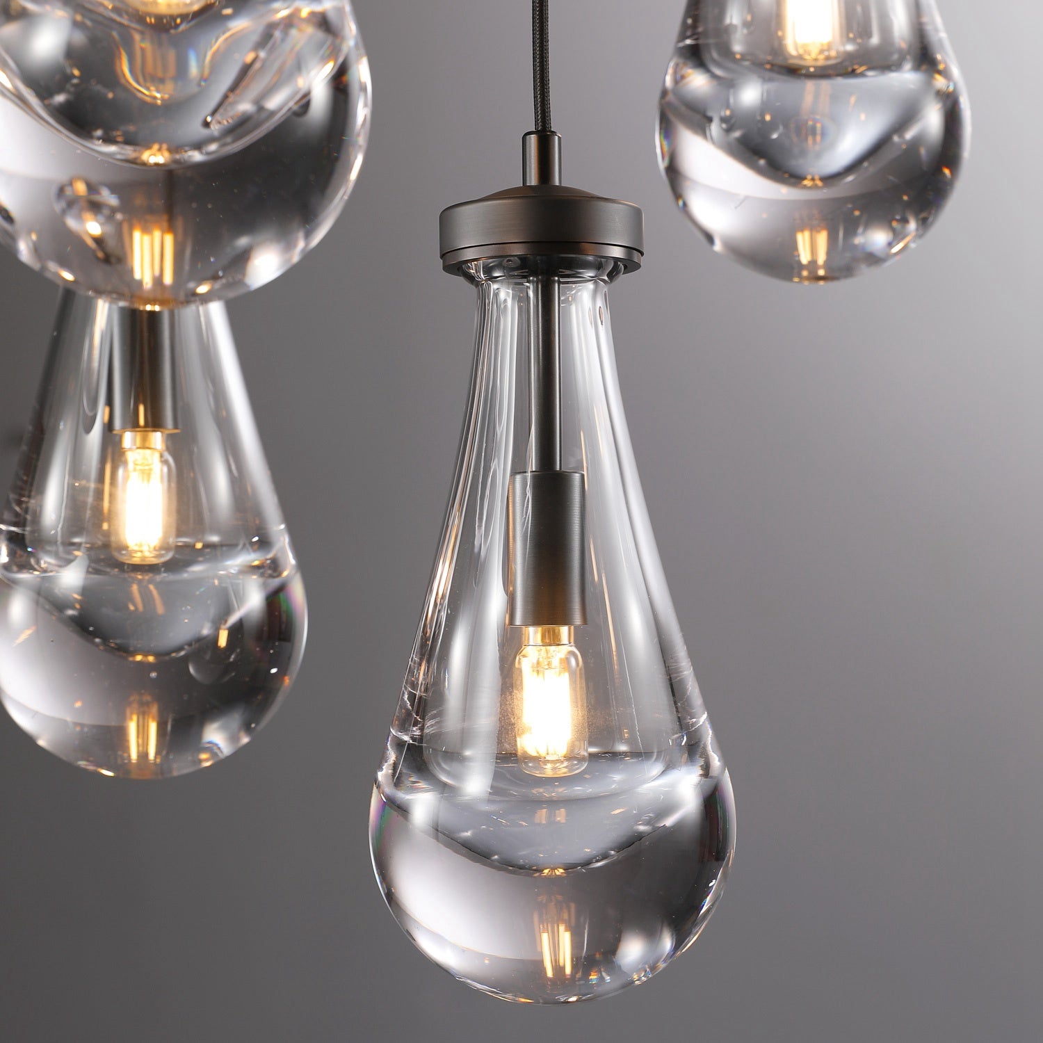 Modern Raindrop Round Brass Chandelier D36" 13-Lights