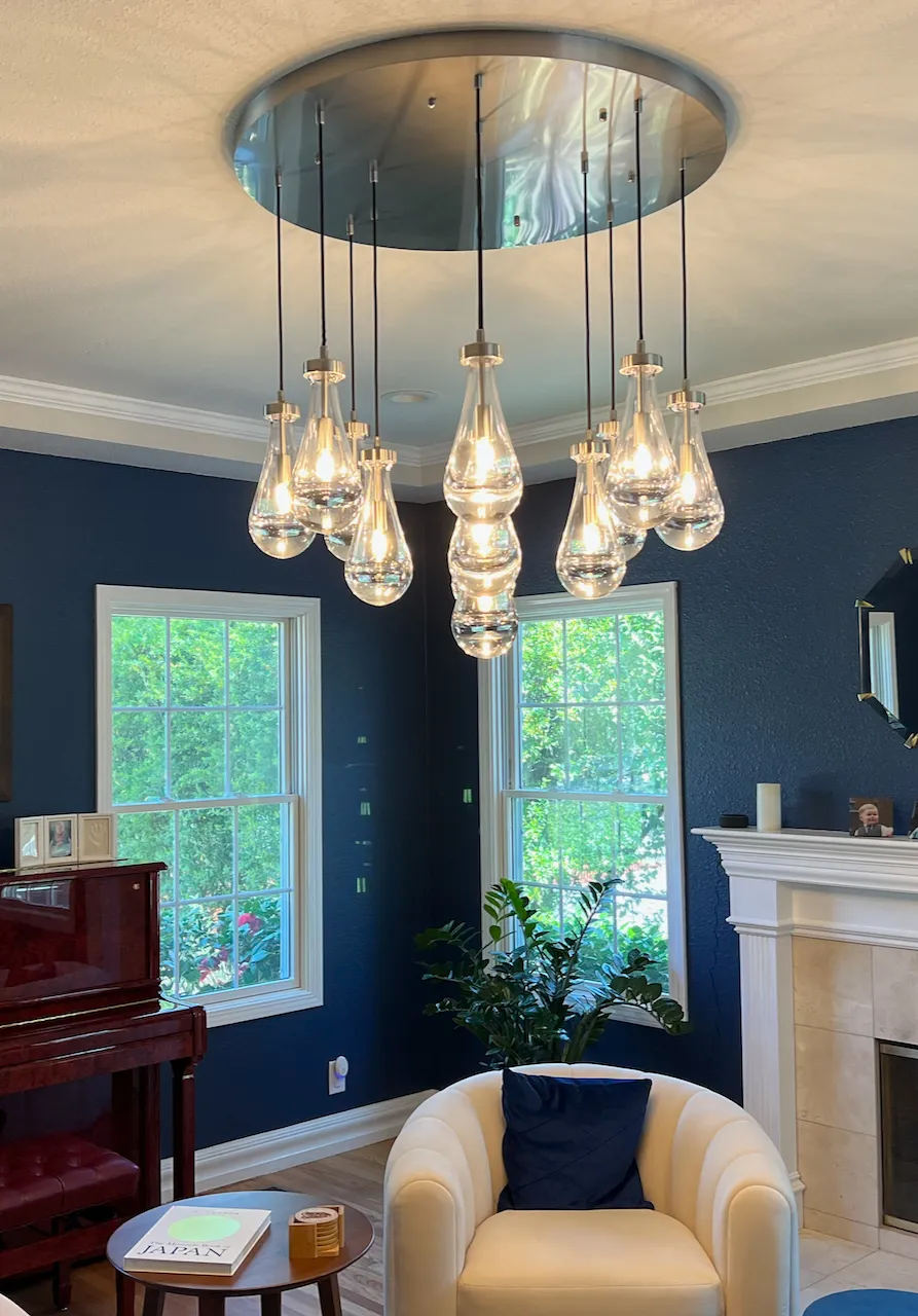 Modern Raindrop Round Brass Chandelier D36" 13-Lights
