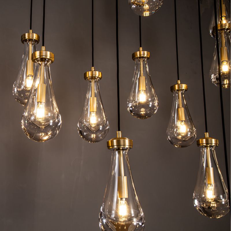 Modern Raindrop Round Brass Chandelier D36" 13-Lights