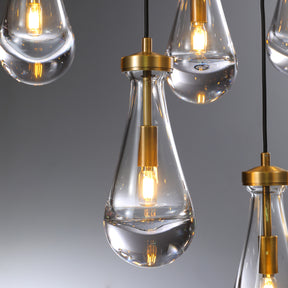Modern Raindrop Round Brass Chandelier D36" 13-Lights