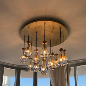 Modern Raindrop Round Brass Chandelier D36" 13-Lights