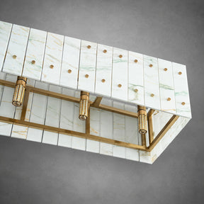 Modern Rectangular Luxury Stone Linear Chandelier