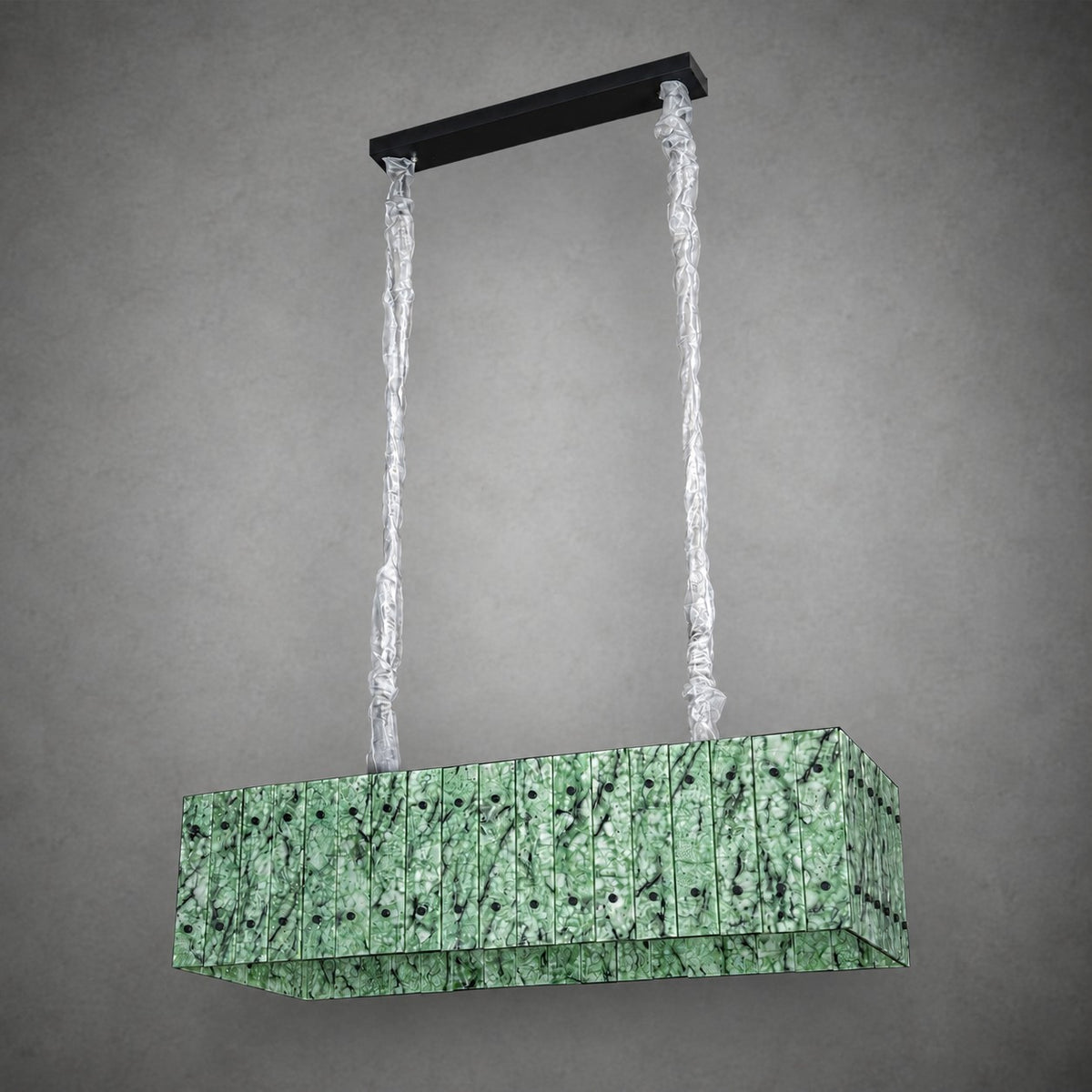 Modern Rectangular Luxury Stone Linear Chandelier
