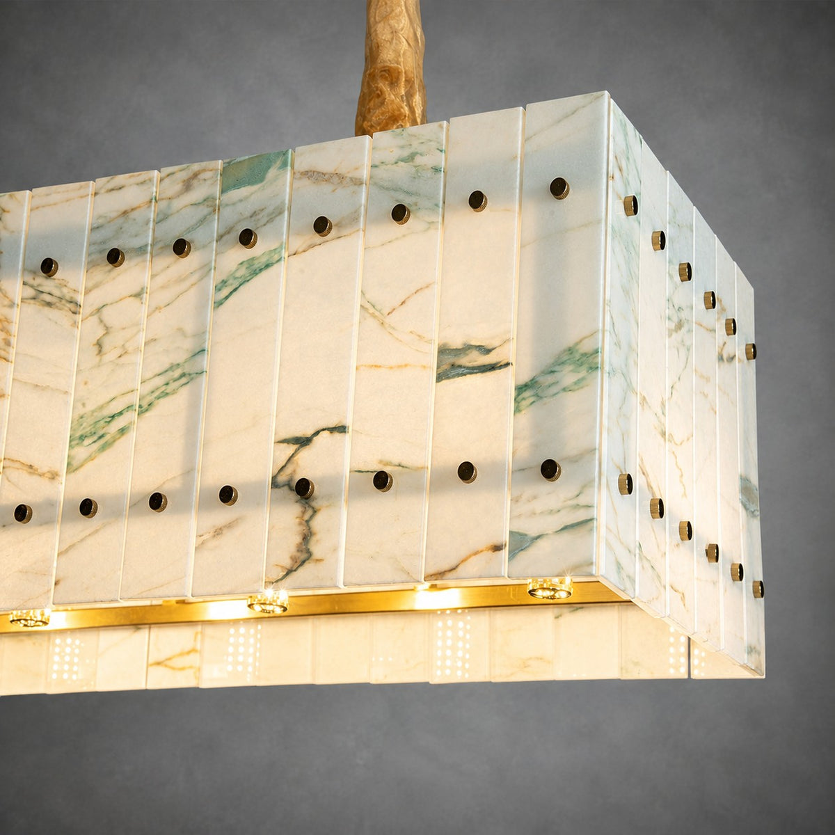 Modern Rectangular Luxury Stone Linear Chandelier