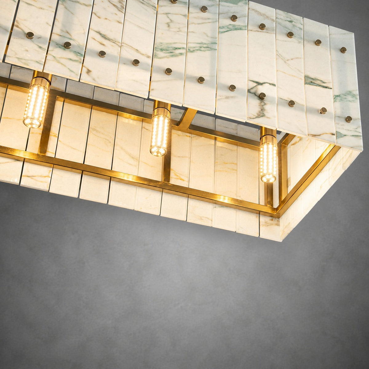 Modern Rectangular Luxury Stone Linear Chandelier