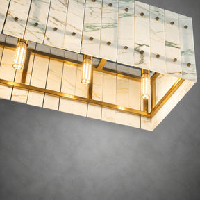 Modern Rectangular Luxury Stone Linear Chandelier