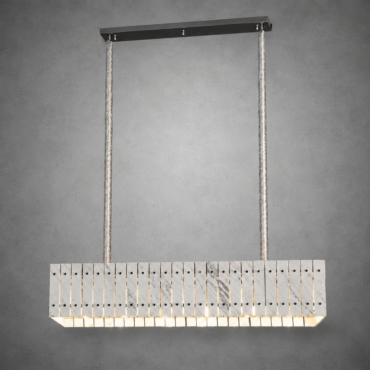 Modern Rectangular Luxury Stone Linear Chandelier