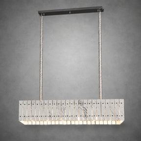 Modern Rectangular Luxury Stone Linear Chandelier