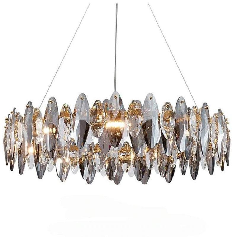 Modern Round Smoke Crystal Chandelier
