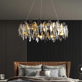 Modern Round Smoke Crystal Chandelier