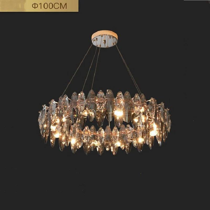 Modern Round Smoke Crystal Chandelier