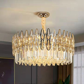 Modern Round/Rectangular Raindrop Crystal Chandelier for Low-ceiling
