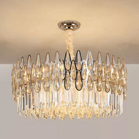 Modern Round/Rectangular Raindrop Crystal Chandelier for Low-ceiling