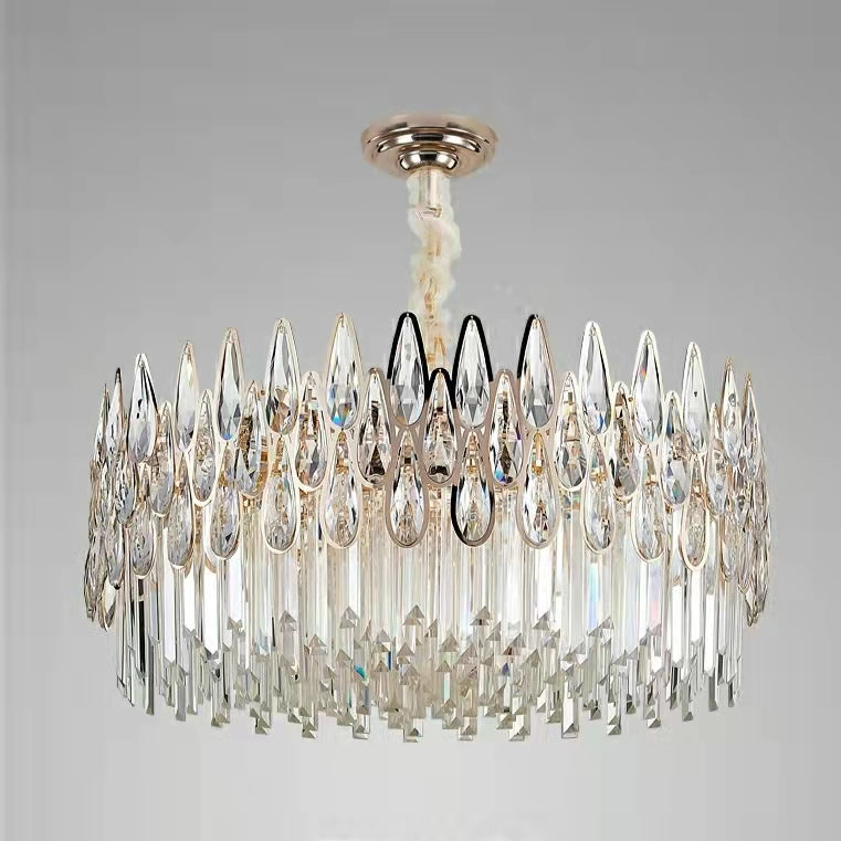 Modern Round/Rectangular Raindrop Crystal Chandelier for Low-ceiling