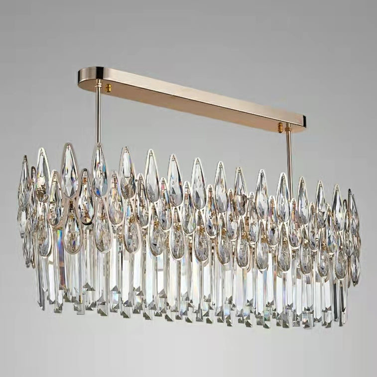 Modern Round/Rectangular Raindrop Crystal Chandelier for Low-ceiling