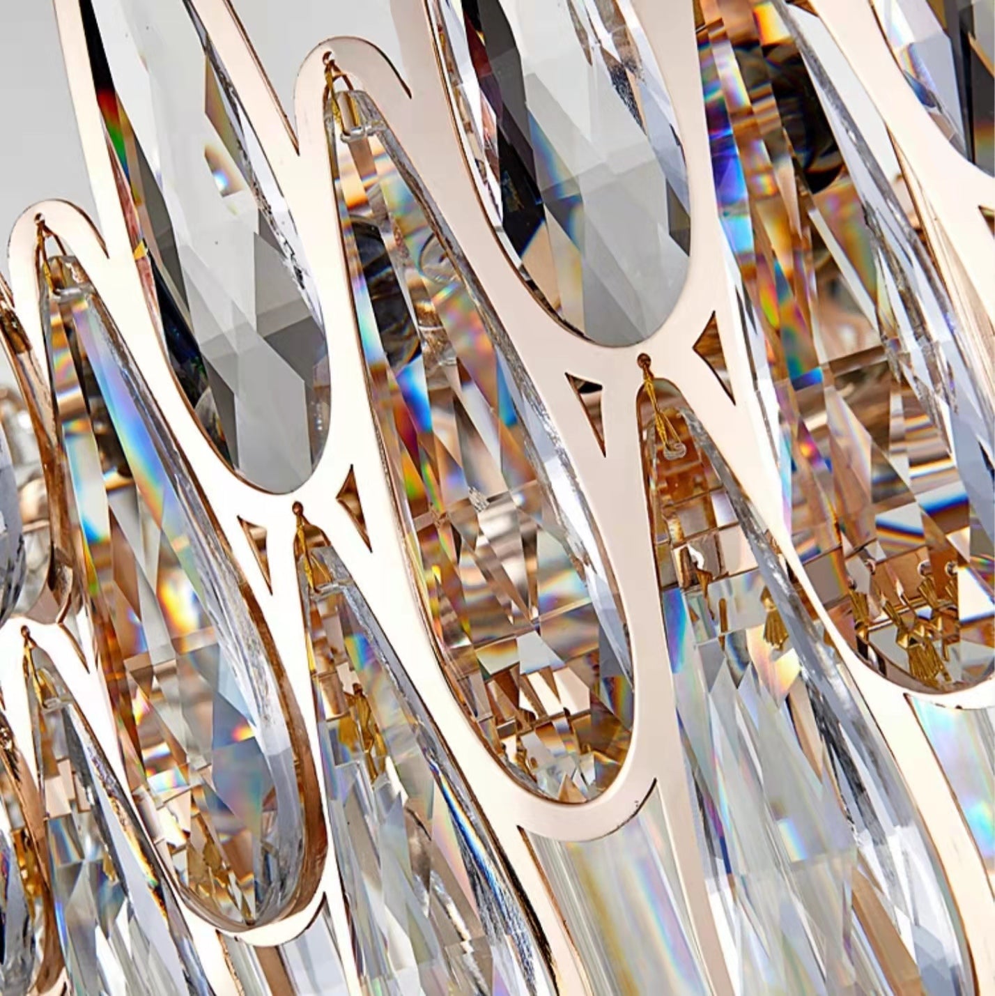 Modern Round/Rectangular Raindrop Crystal Chandelier for Low-ceiling