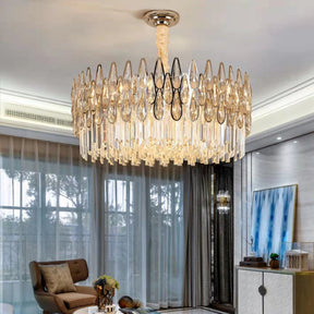 Modern Round/Rectangular Raindrop Crystal Chandelier for Low-ceiling