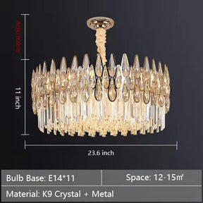 Modern Round/Rectangular Raindrop Crystal Chandelier for Low-ceiling