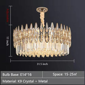 Modern Round/Rectangular Raindrop Crystal Chandelier for Low-ceiling